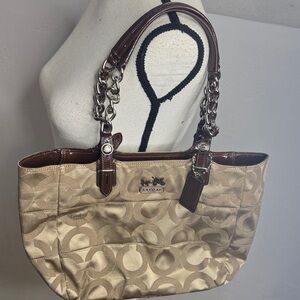 Coach Tan and Brown Signature Tote CP9215